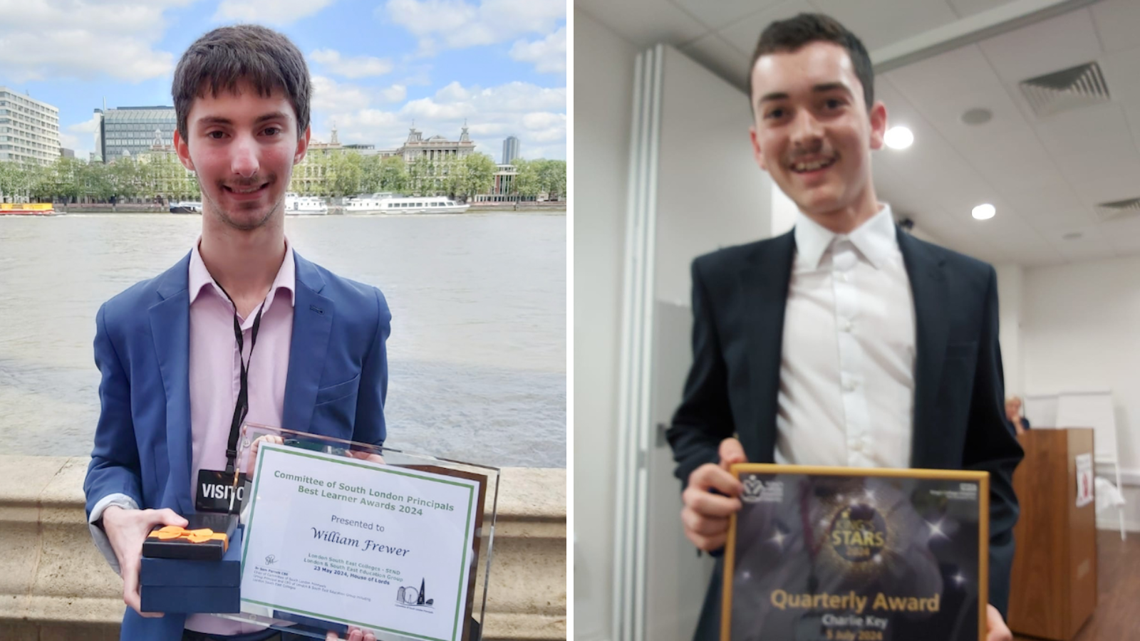 Images for website (3) Project SEARCH interns William Frewer (left) and Charlie Key (right) receiving their awards.