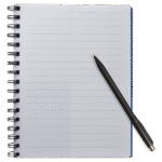 A notebook and pen